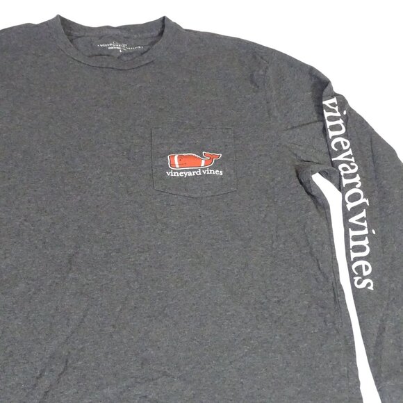 Vineyard Vines Men Long Sleeve Graphic T-Shirt Gray Football Whale Logo Size L - Picture 2 of 9
